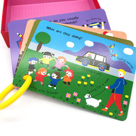 Cartões flash educacionais do cartão da cor completa do cartão que imprimem com anel redondo dos Pp